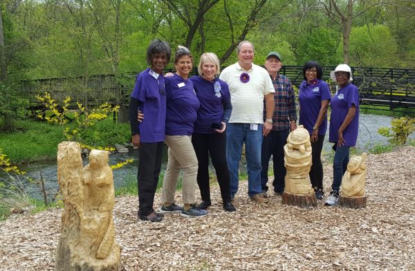 The Beautification Advisory Commission (from left to right) Ilene Ingram, Celeste Yoskovich, Pattie Ormsbee, City Councilman Bob Kittle, Rich Foster, new member Carla Withers and Karen Lewis at River Woods Park during the 2016 Perennial Exchange.